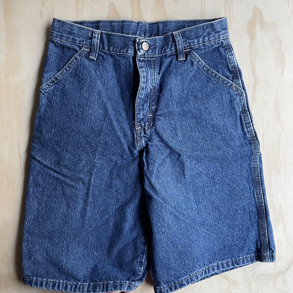 Y2K Wrangler Jeans Co Cargo Shorts Boys 14 Blue Denim Carpenter Utility Pockets